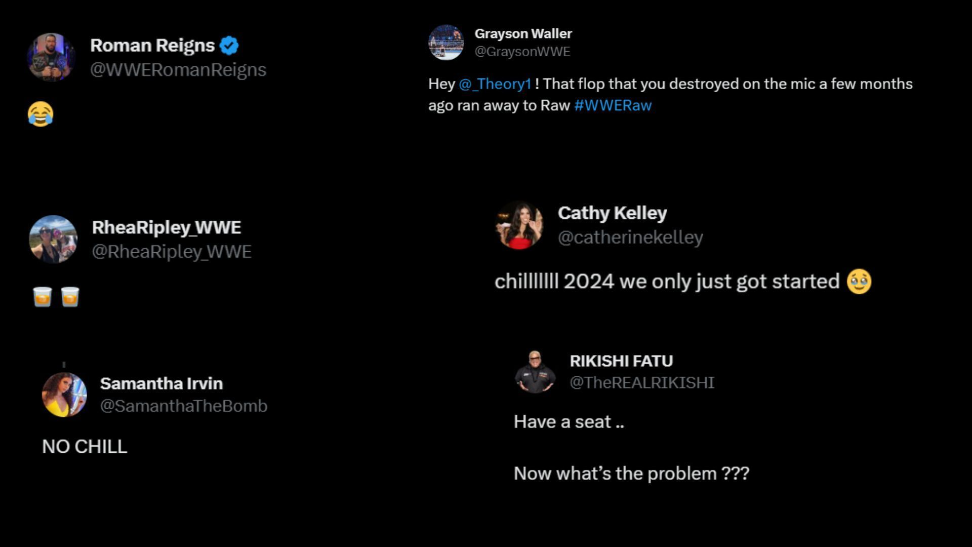 Screenshot of stars&#039; tweets about The Rock&#039;s return