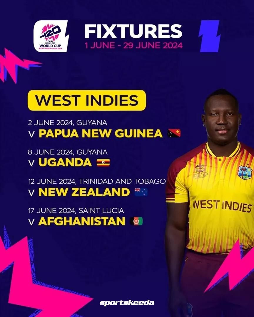 West Indies T20 World Cup 2024 Schedule