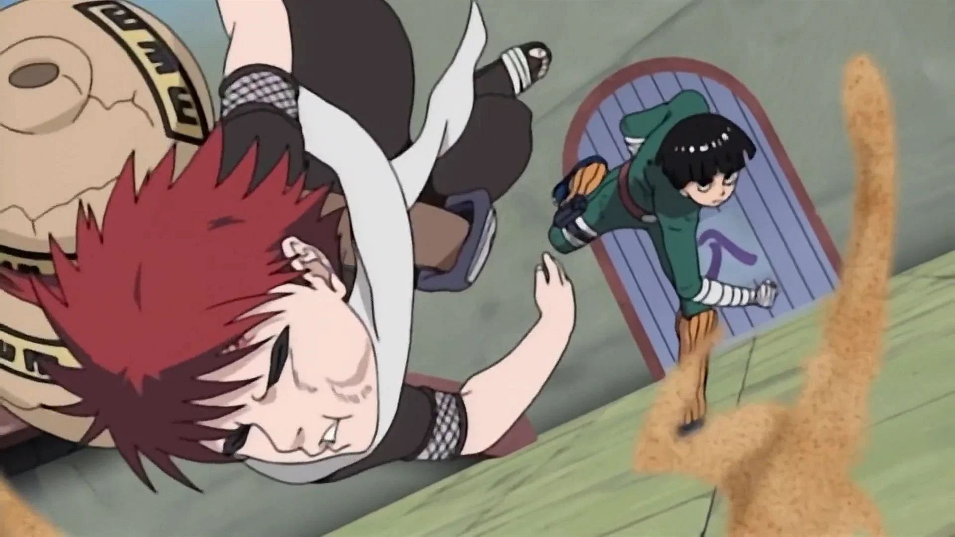 Rock Lee vs Gaara in Naruto (image via Studio Pierrot)