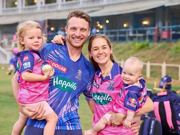 Jos Buttler with his family at the Rajasthan Royals camp. (Image Credits: @josbuttler/Instagram)