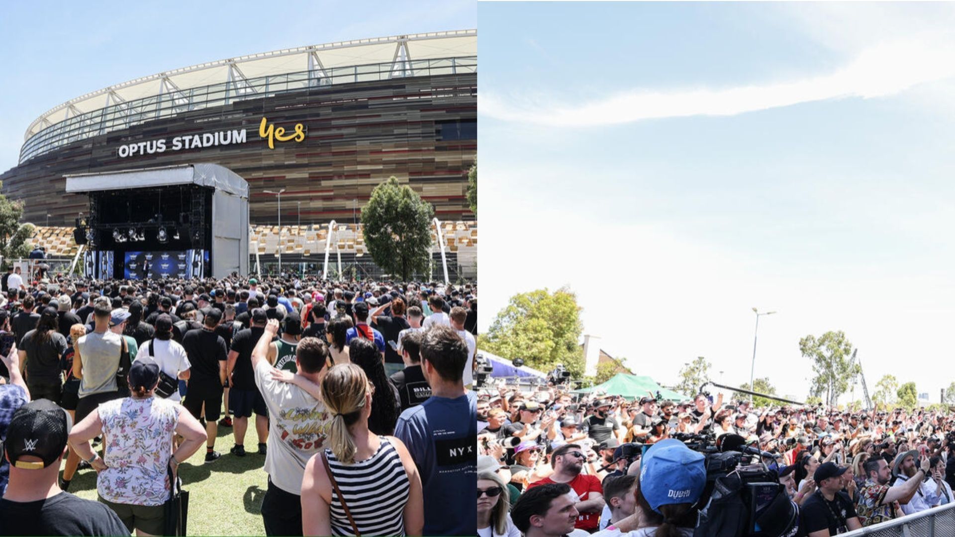 Fans gathered outside the Optus Stadium before Elimination Chamber.