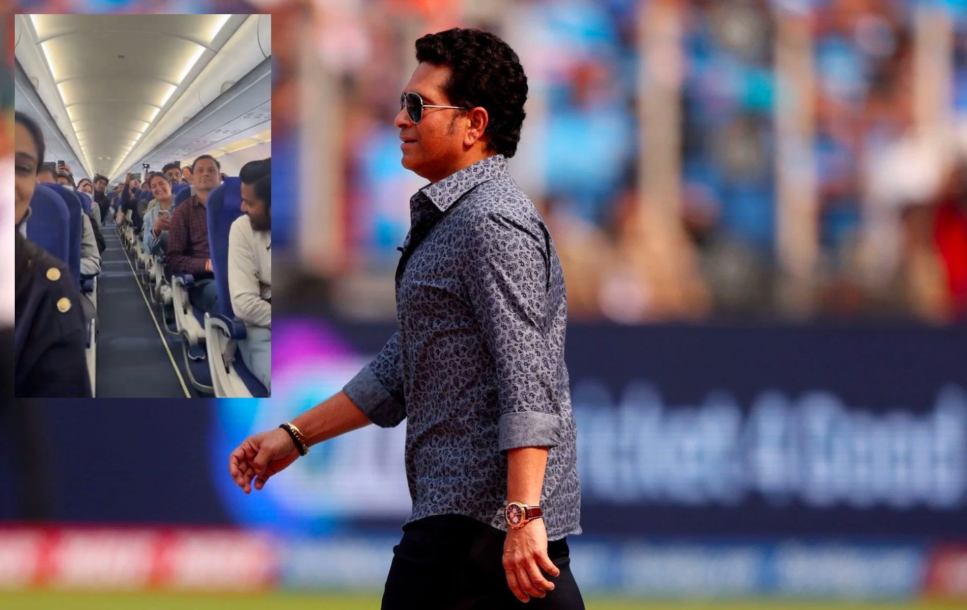 Fans in the airplane were thrilled to catch a glimpse of Sachin Tendulkar.