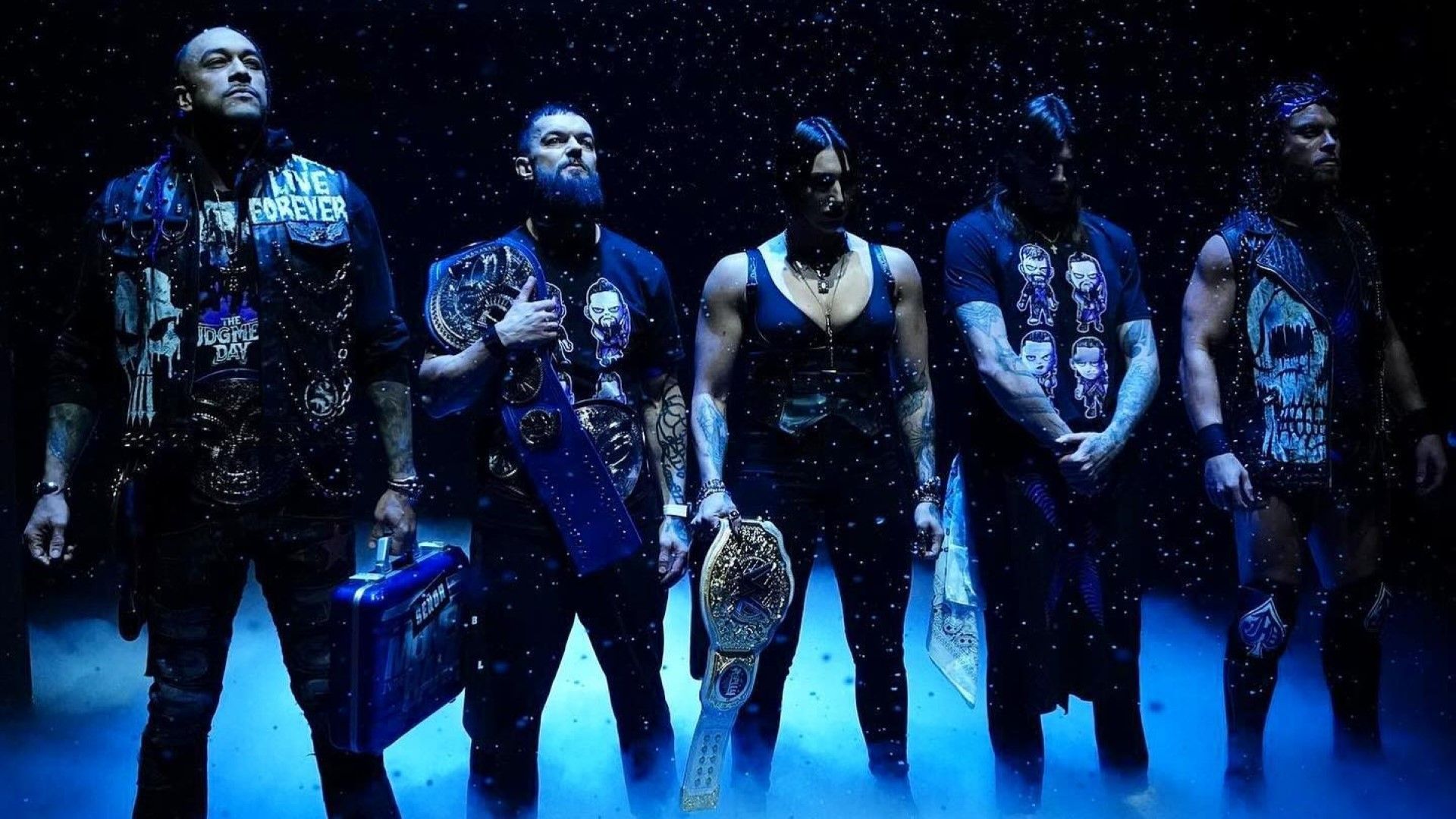 The Judgment Day stands tall on the stage during WWE RAW