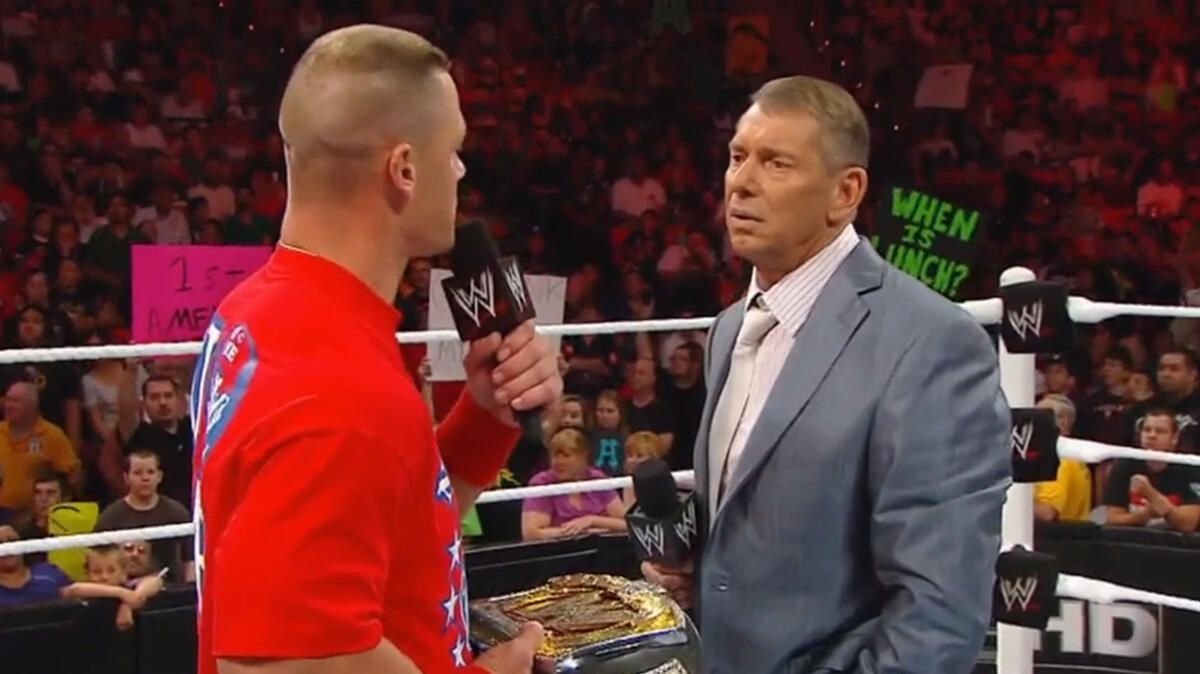 John Cena and Vince McMahon on an episode of RAW.