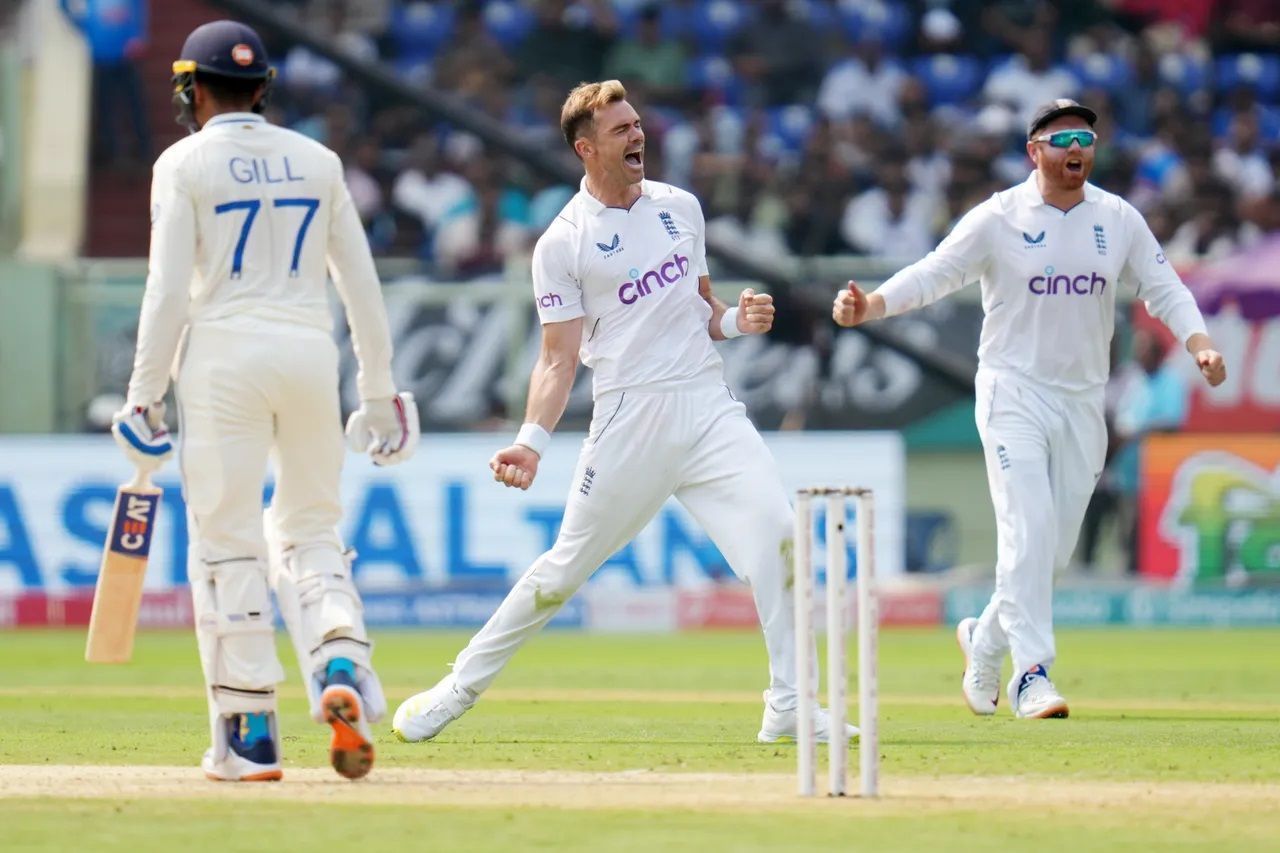 Shubman Gill was caught behind off James Anderson