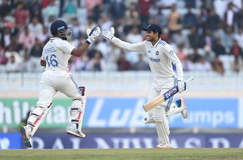 Shubman Gill (right) and Dhruv Jurel celebrate India’s win in the Ranchi Test. (Pic: Getty Images)