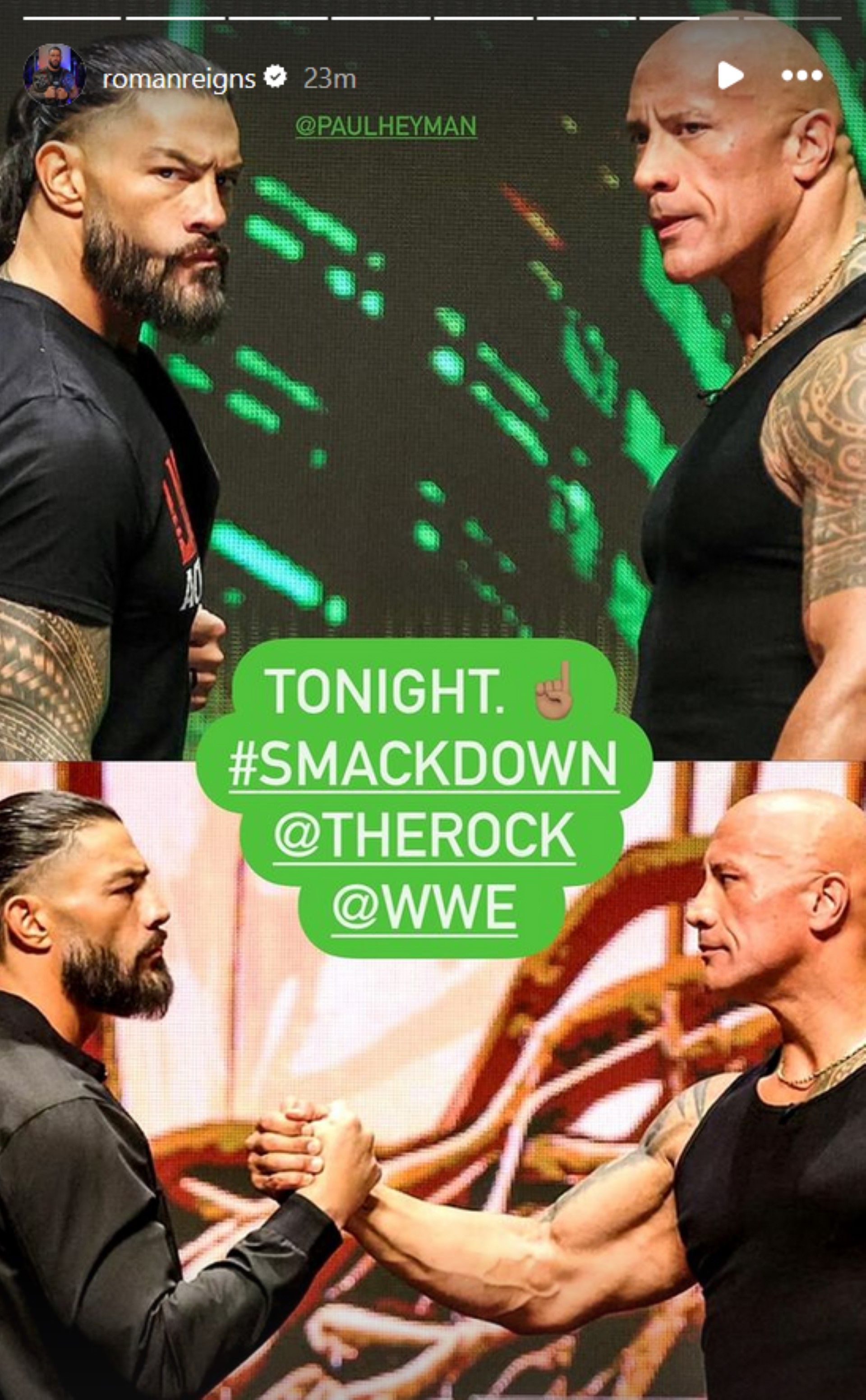 Screenshot of Roman Reigns&#039; post on Instagram Stories