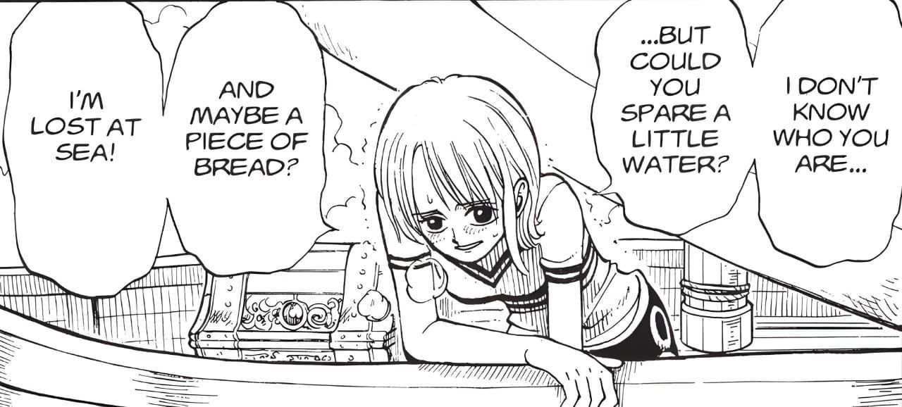 Nami&#039;s first appearance in One Piece manga (Image via Eiichiro Oda/Shueisha)