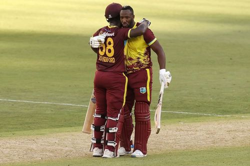 ESherfane Rutherford and Andre Russell added 139 together. (Credits: Twitter)