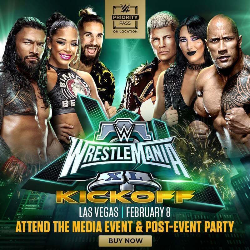 The official poster for the WrestleMania press conference.