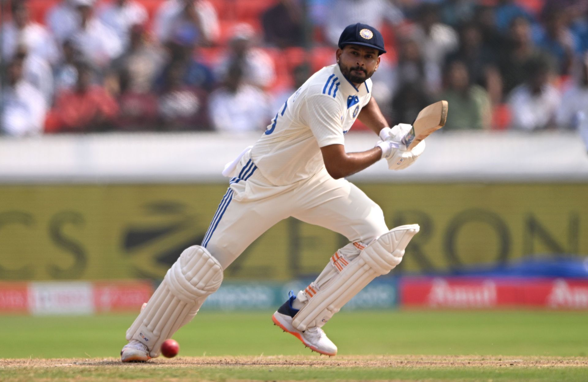 Shreyas Iyer in action: India v England - 1st Test Match: Day Two