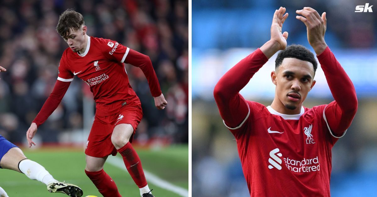 Trent Alexander-Arnold (right) made his 300th Liverpool appearance on Wednesday.