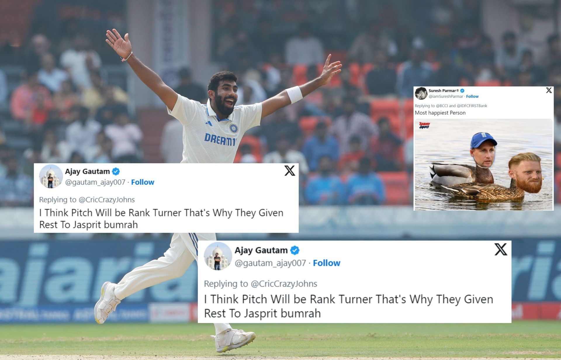 Fans react after BCCI rested Jasprit Bumrah for 4th Test vs England. 