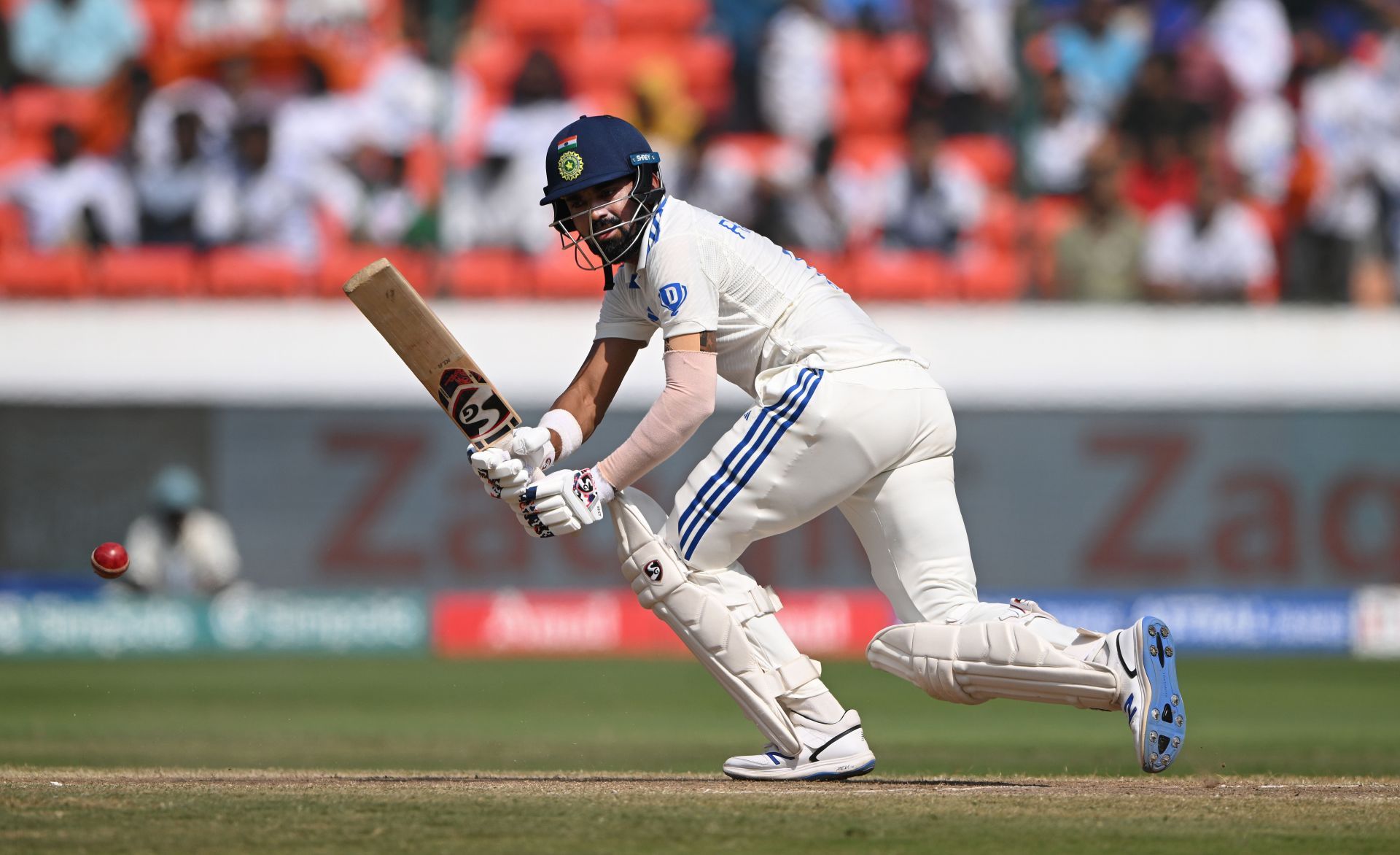 KL Rahul bats: India v England - 1st Test Match: Day Four