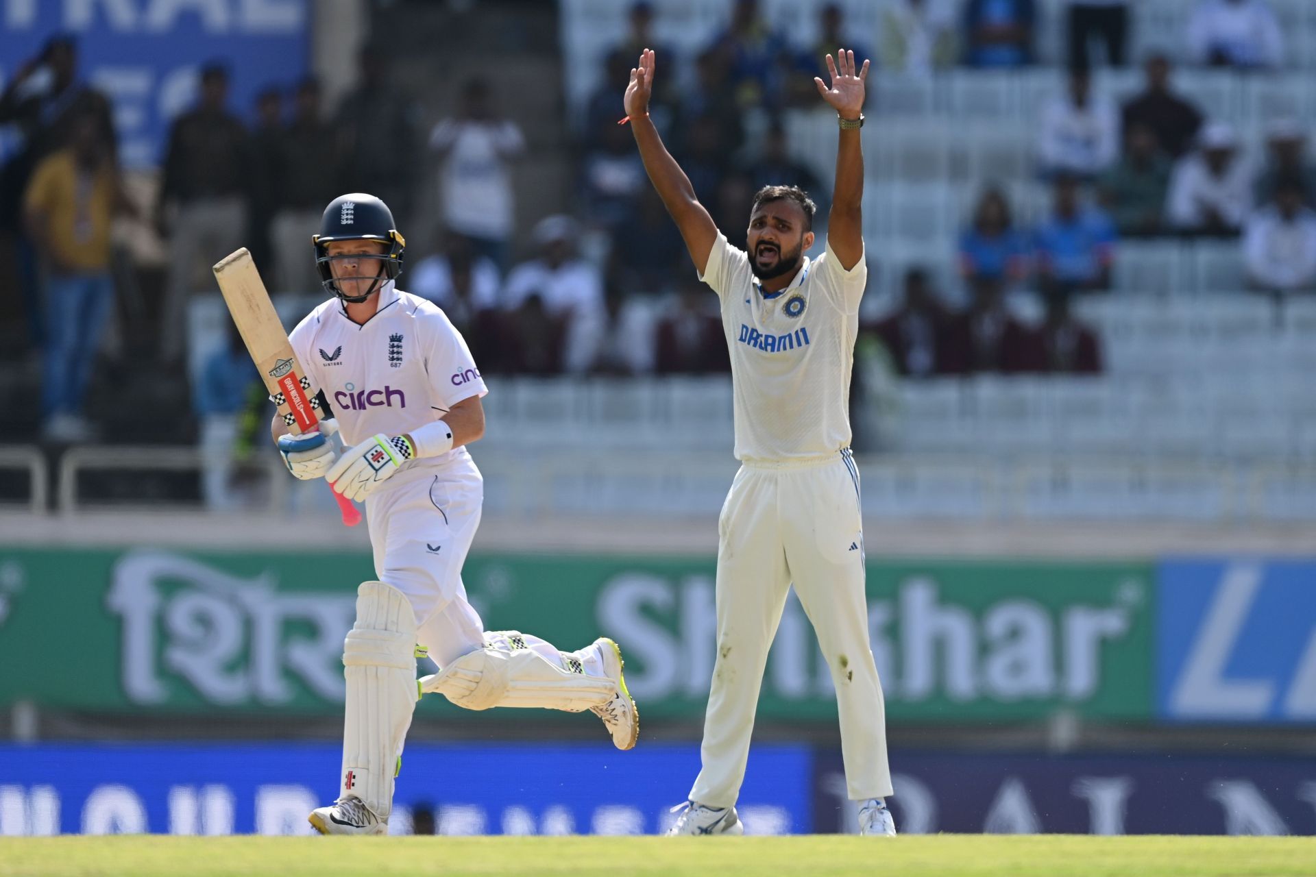 Akash Deep traps Ollie Pope in front: India v England - 4th Test Match: Day One