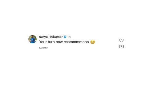 Suryakumar Yadav's comment on Cameron Green's post.