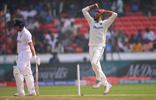 Axar Patel in action for India.