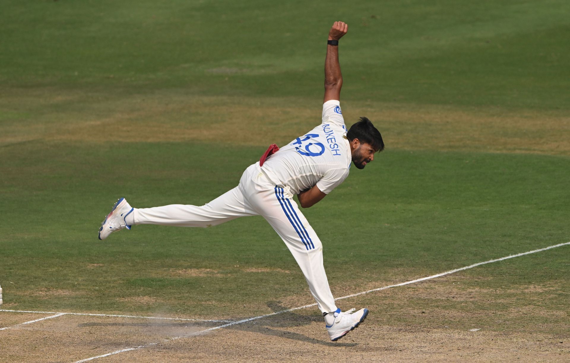 Mukesh Kumar seen in action: India v England - 2nd Test Match: Day Two