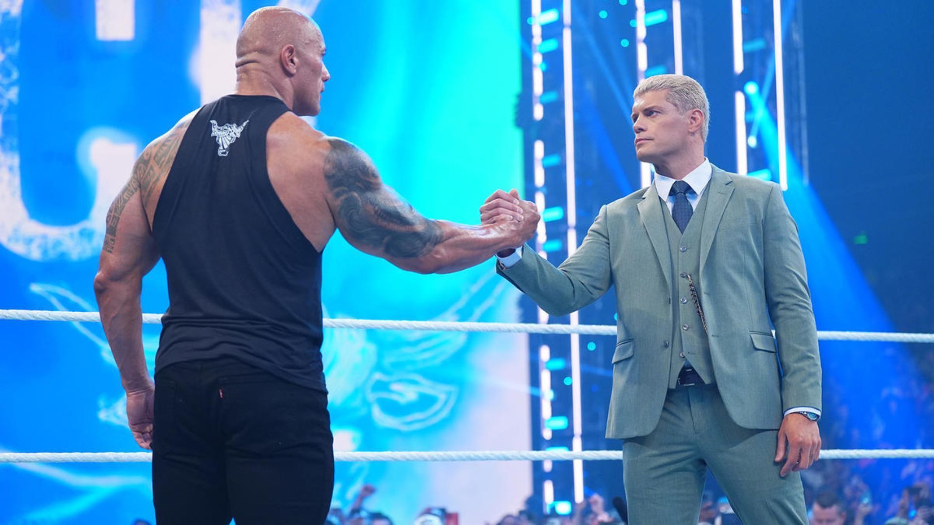 The Rock and Cody Rhodes last week on SmackDown