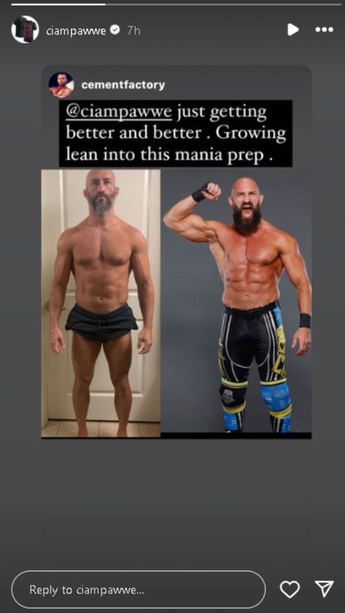 A screengrab of Tommaso Ciampa's Instagram Story.