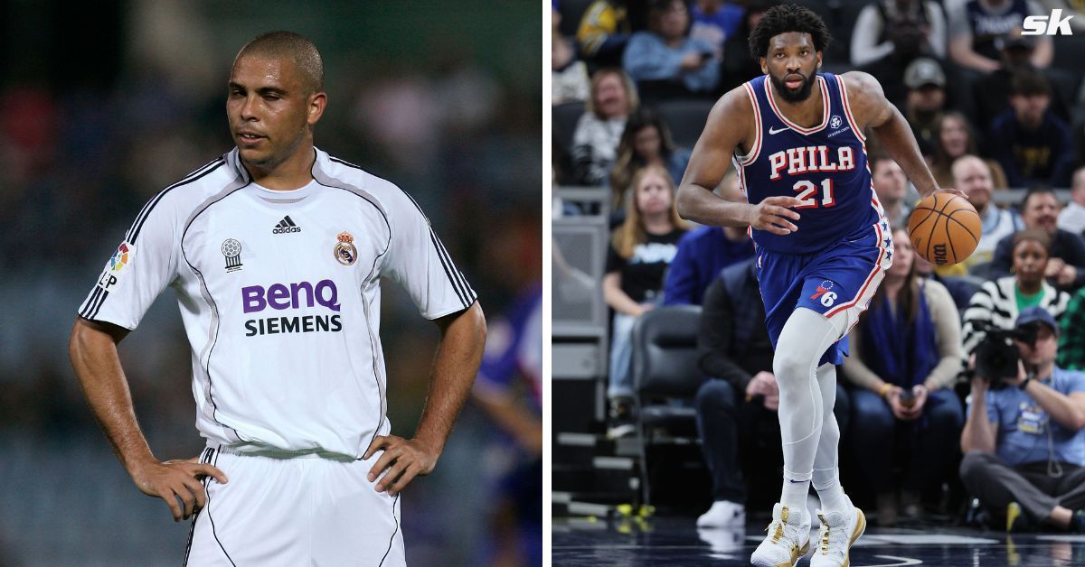 Former Real Madrid striker Ronaldo Nazario (left) and Joel Embiid