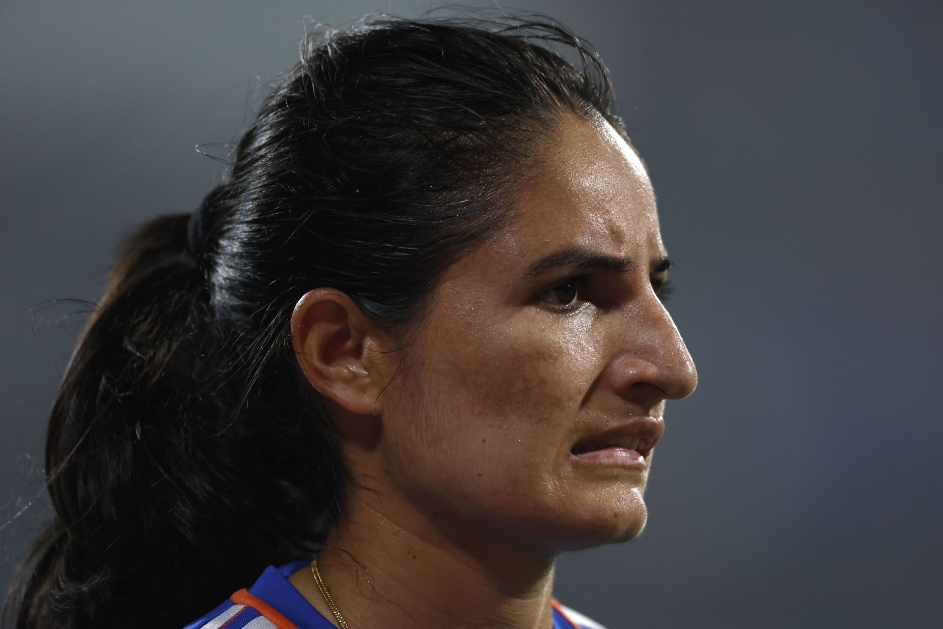 Renuka Singh Thakur looks on: India v Australia - Women&#039;s T20: Game 2