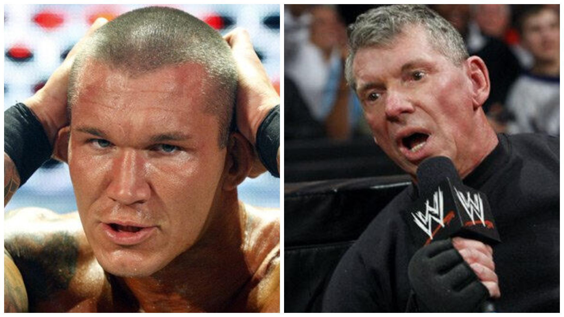 Randy Orton (left) and Vince McMahon (right).