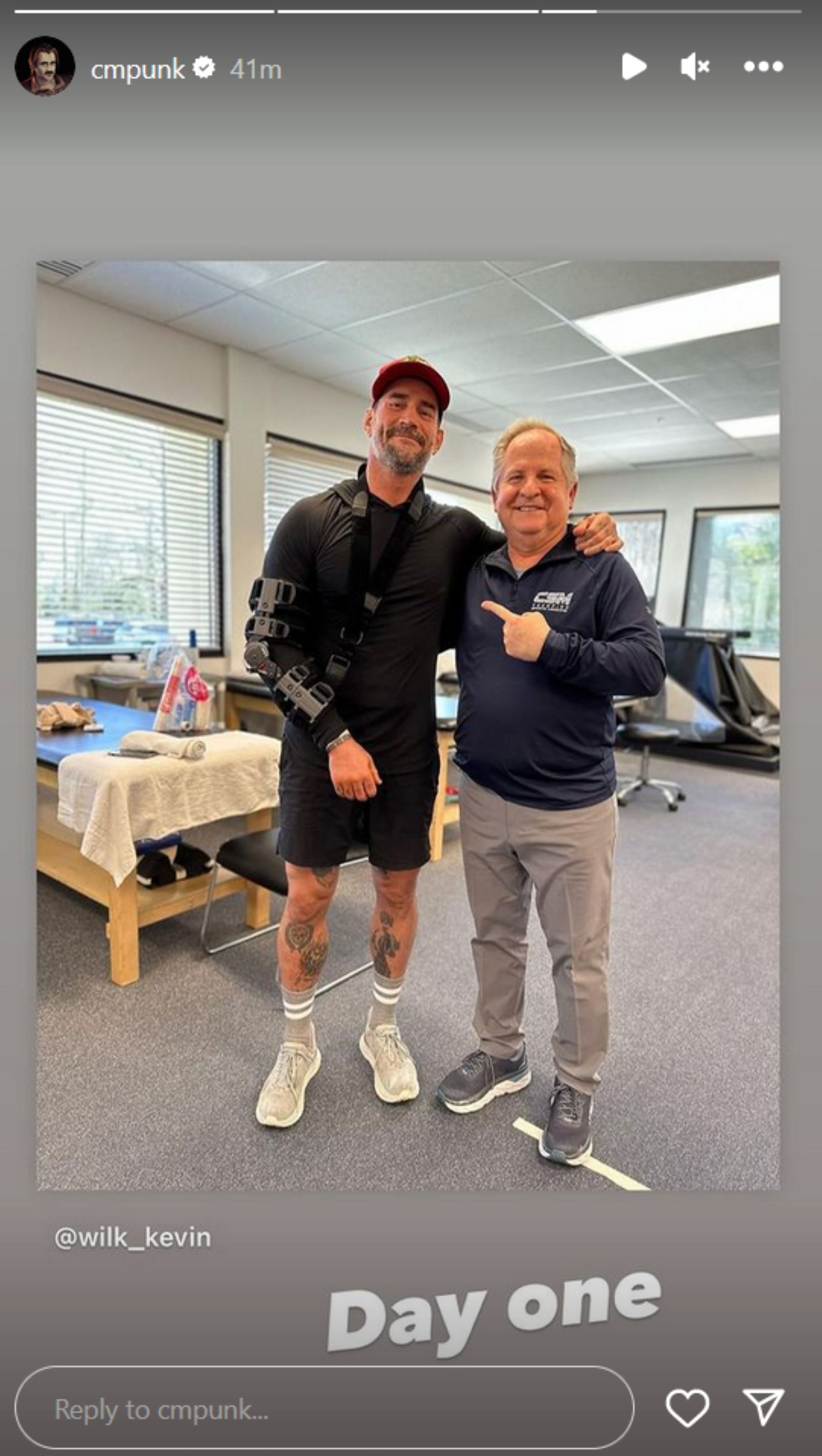 Screenshot of CM Punk&#039;s post with Dr. Wilk on Instagram Stories