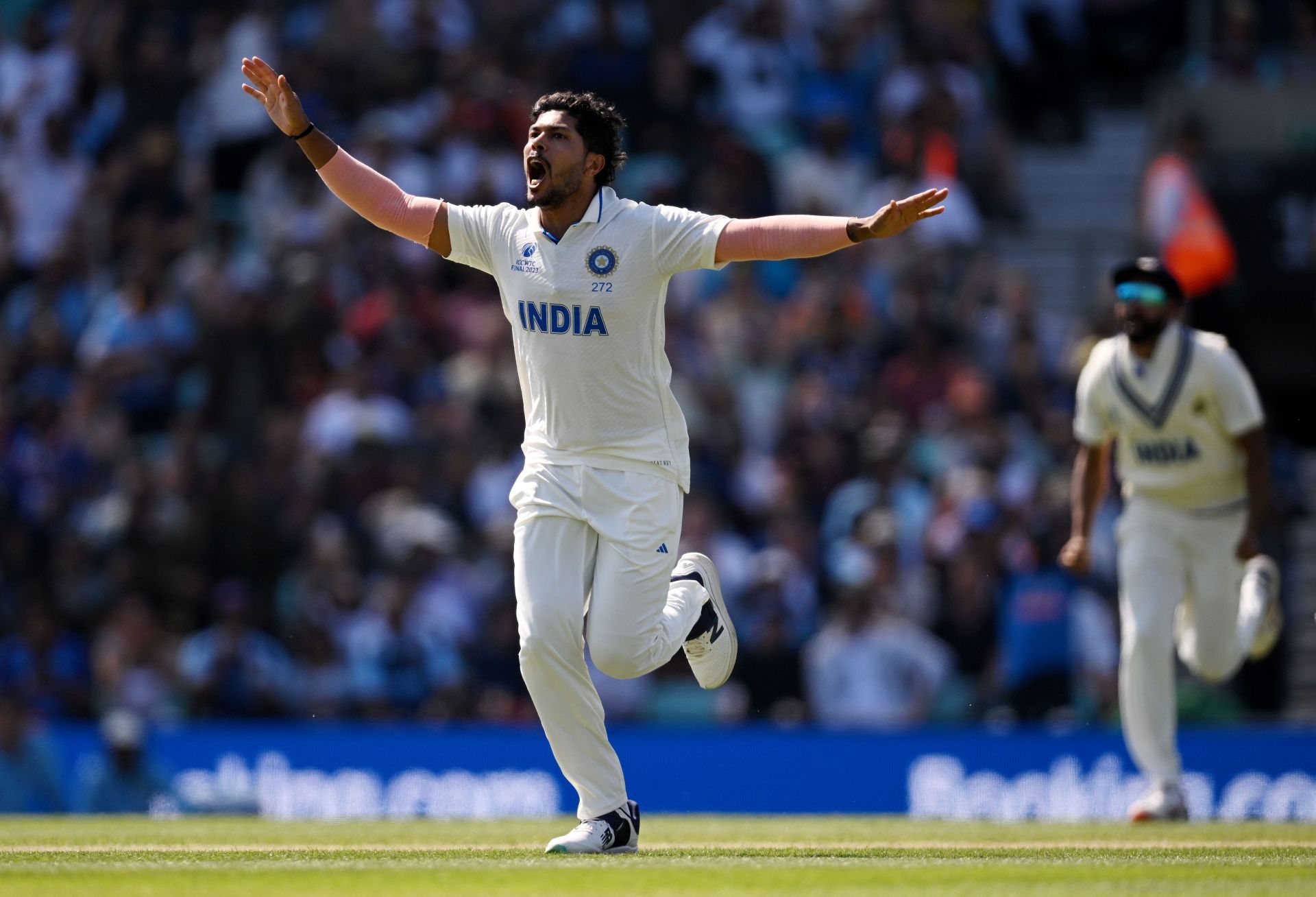 Umesh exults: Australia v India - ICC World Test Championship Final 2023: Day Three