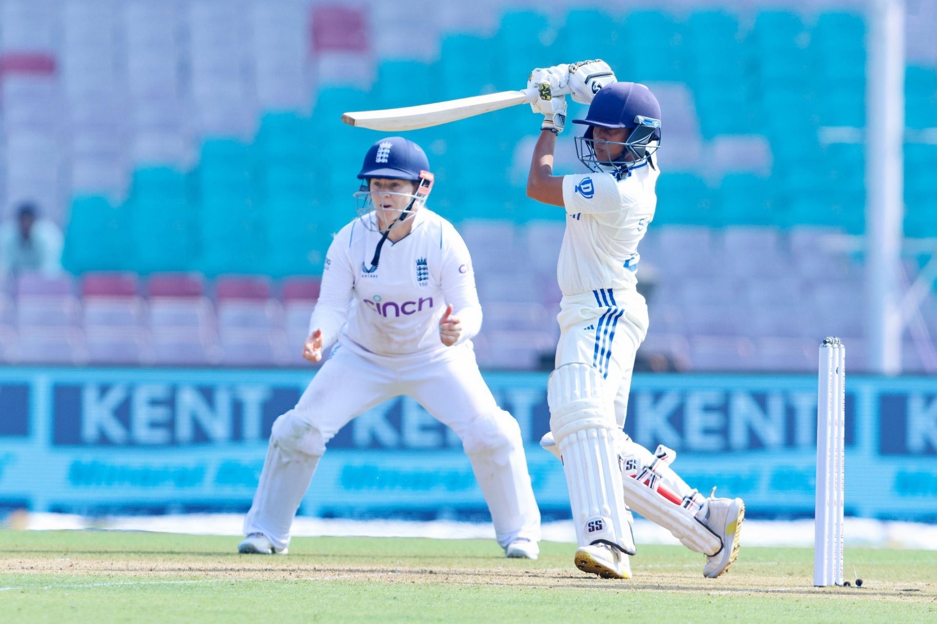 Shubha Satheesh made her international debut in the only Test between India and England last year. [P/C: BCCI Women/X]