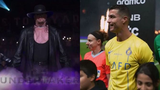 WWE हॉल ऑफ फेमर The Undertaker का दिखा फुटबॉल मैदान पर जलवा, वायरल वीडियो में Cristiano Ronaldo का रिएक्शन भी आया सामने