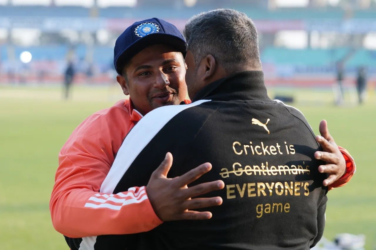 Sarfaraz Khan and his family were extremely emotional after he was handed his India cap. [P/C: BCCI]