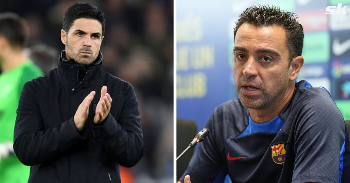 Arsenal boss Mikel Arteta (left) and Barcelona manager Xavi