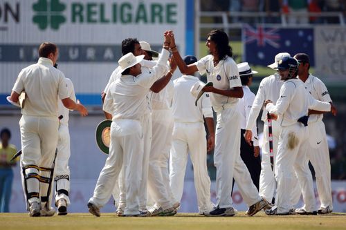 India celebrate after beating Australia in Mohali in 2008. (Pic: Getty Images)