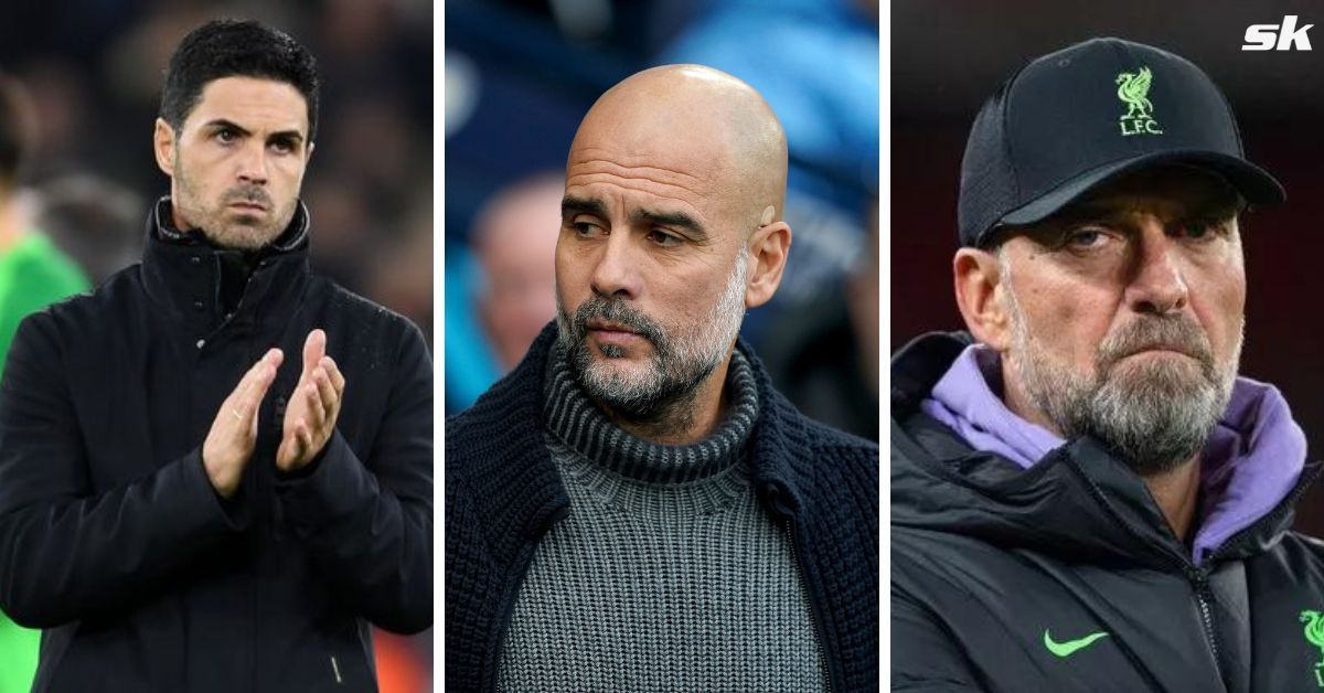 Mikel Arteta (left), Jurgen Klopp, and Pep Guardiola 