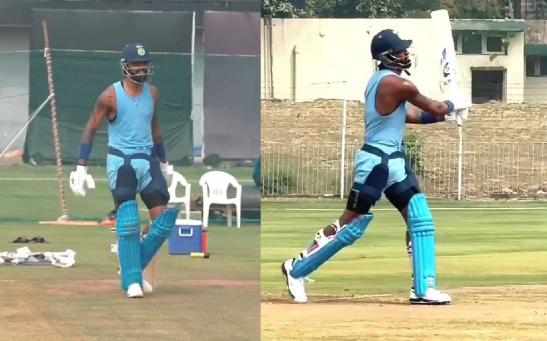 Hardik Pandya batting in the nets ahead of IPL 2024. 