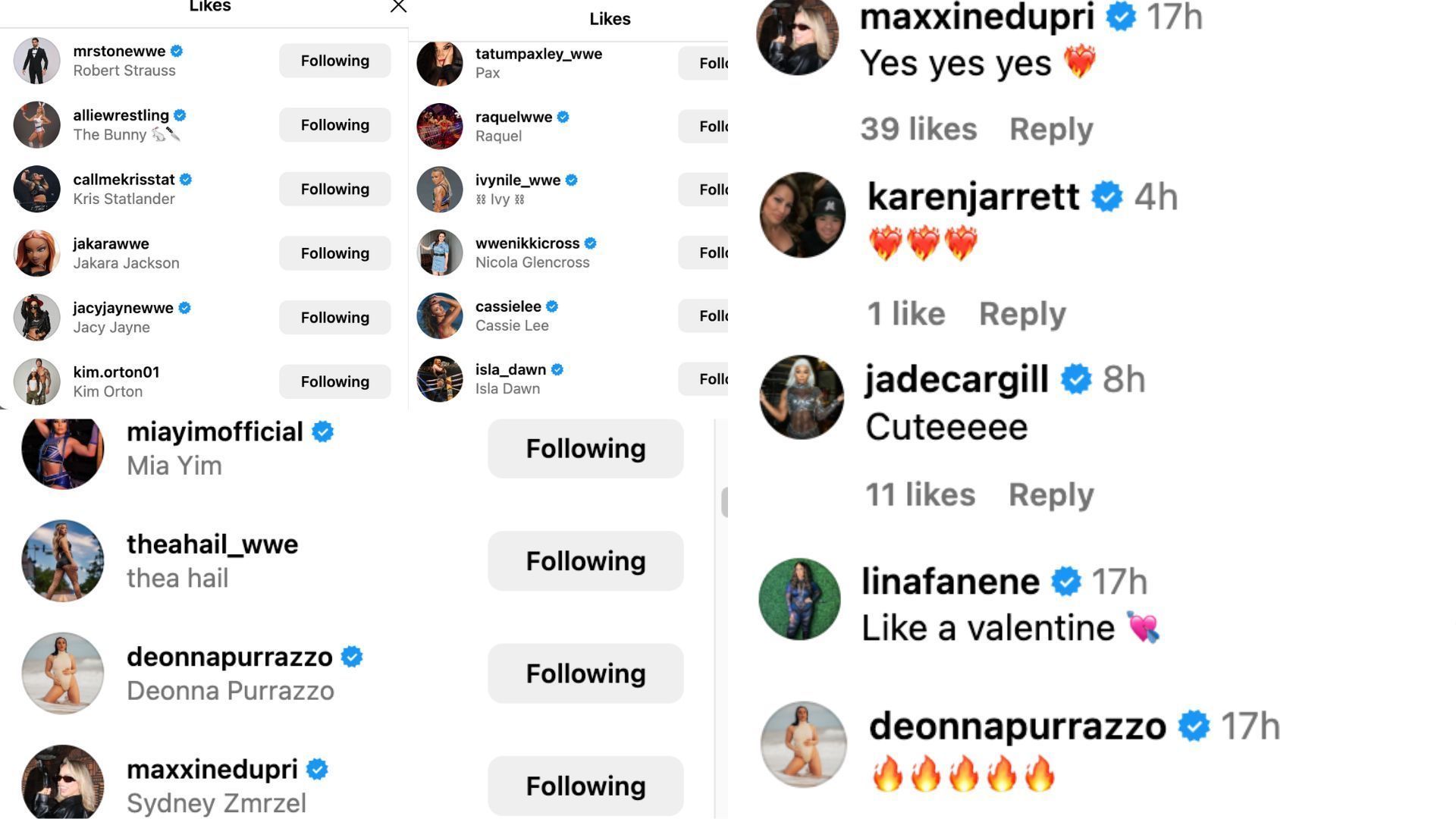 Stars react to Green&#039;s post on Instagram.