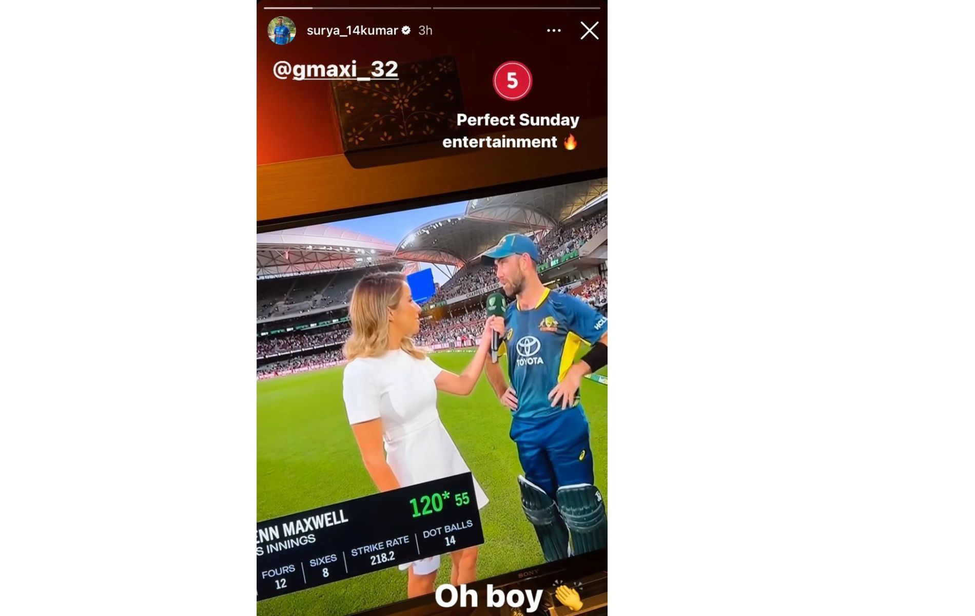 Suryakumar Yadav&#039;s Instagram story for Glenn Maxwell