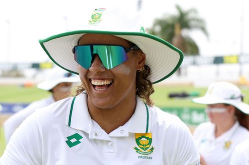 Chloe Tryon laughs: Australia v South Africa - Women's Test Match: Day 2