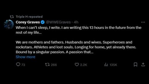 Triple H reposts Graves' tweet (via Twitter)