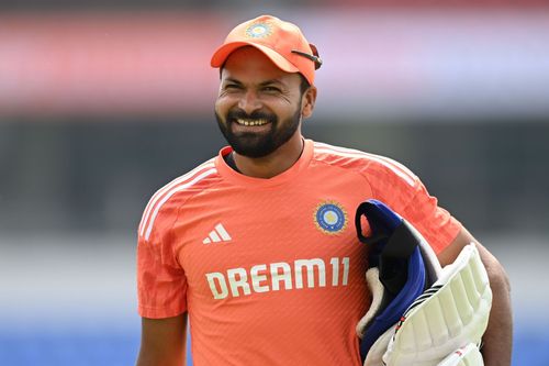 Mukesh Kumar pictured during an India net session.