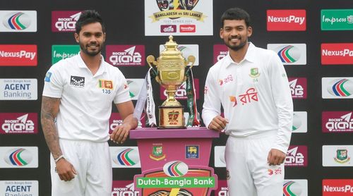 Bangladesh captain Najmul Hossain Shanto (R) will be keen for a win. (Credits: Twitter)