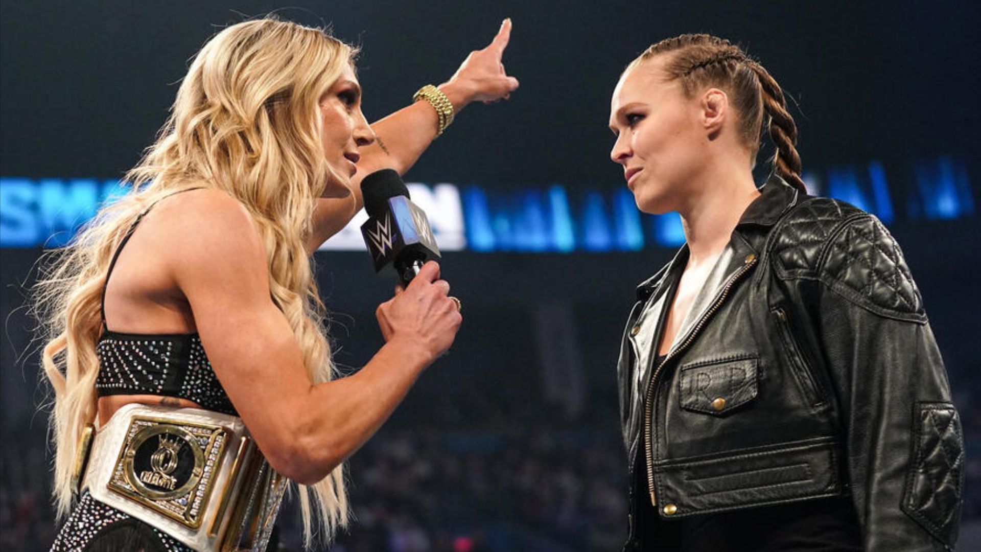 Charlotte Flair and Ronda Rousey on SmackDown