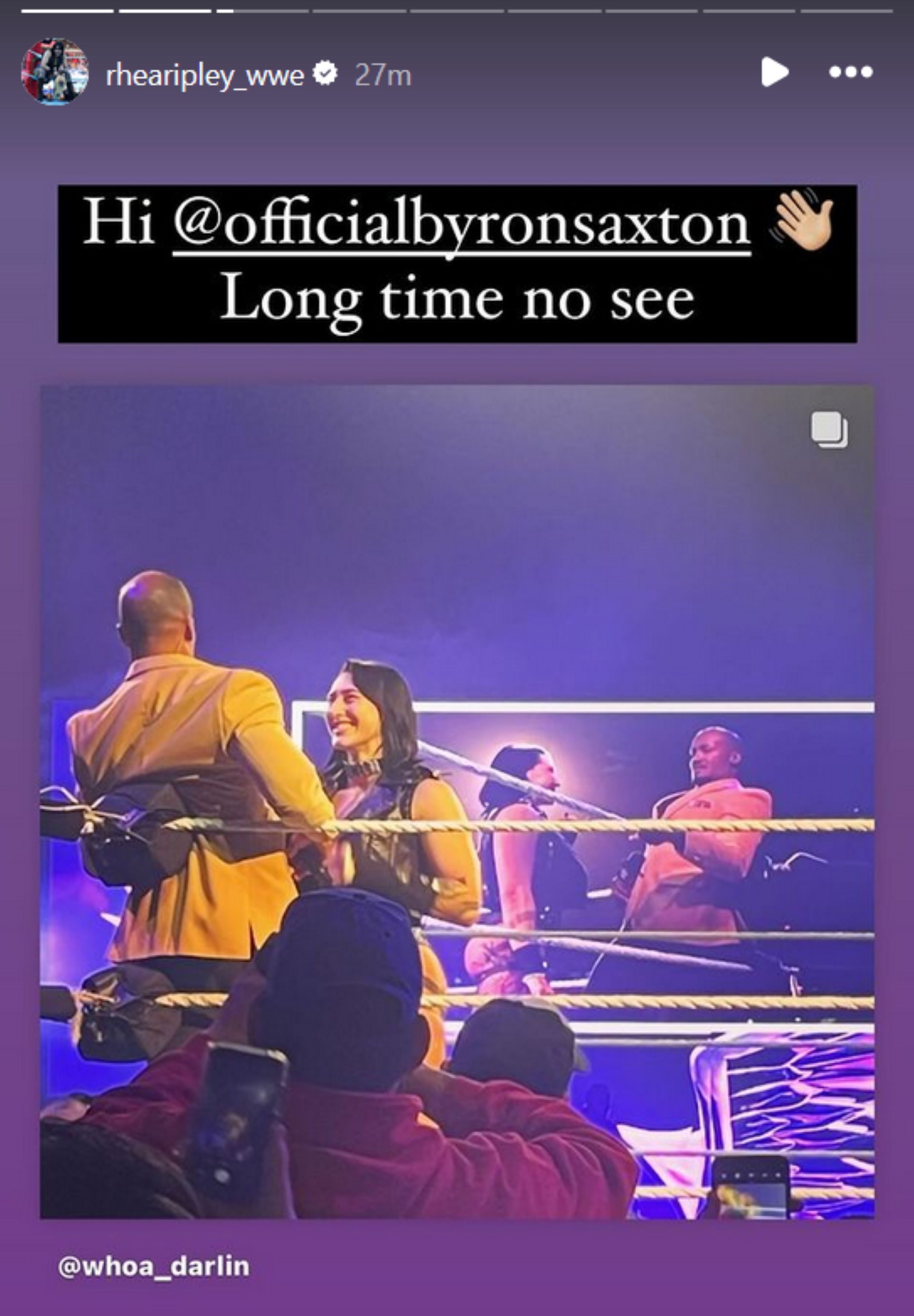 Screenshot of Rhea Ripley&#039;s post to Instagram Stories