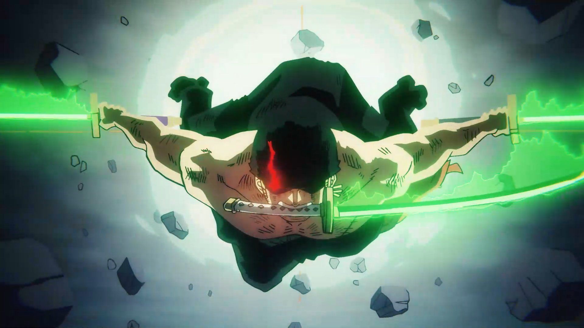 Zoro and Jinbe finish off Lucci for good in One Piece chapter 1111&#039;s opening pages (Image via Toei Animation)