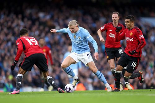 Erling Haaland scored in Manchester City's win against Manchester United.