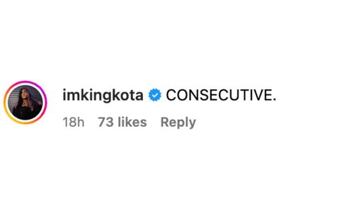 Kai leaves a humorous comment on Dawkins' post on Instagram.