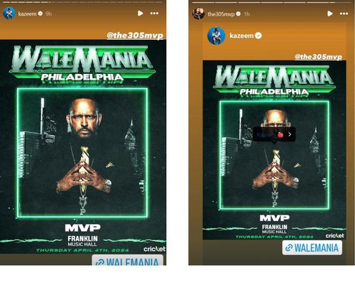 Screengrabs of MVP and Kazeem's posts to Instagram Stories