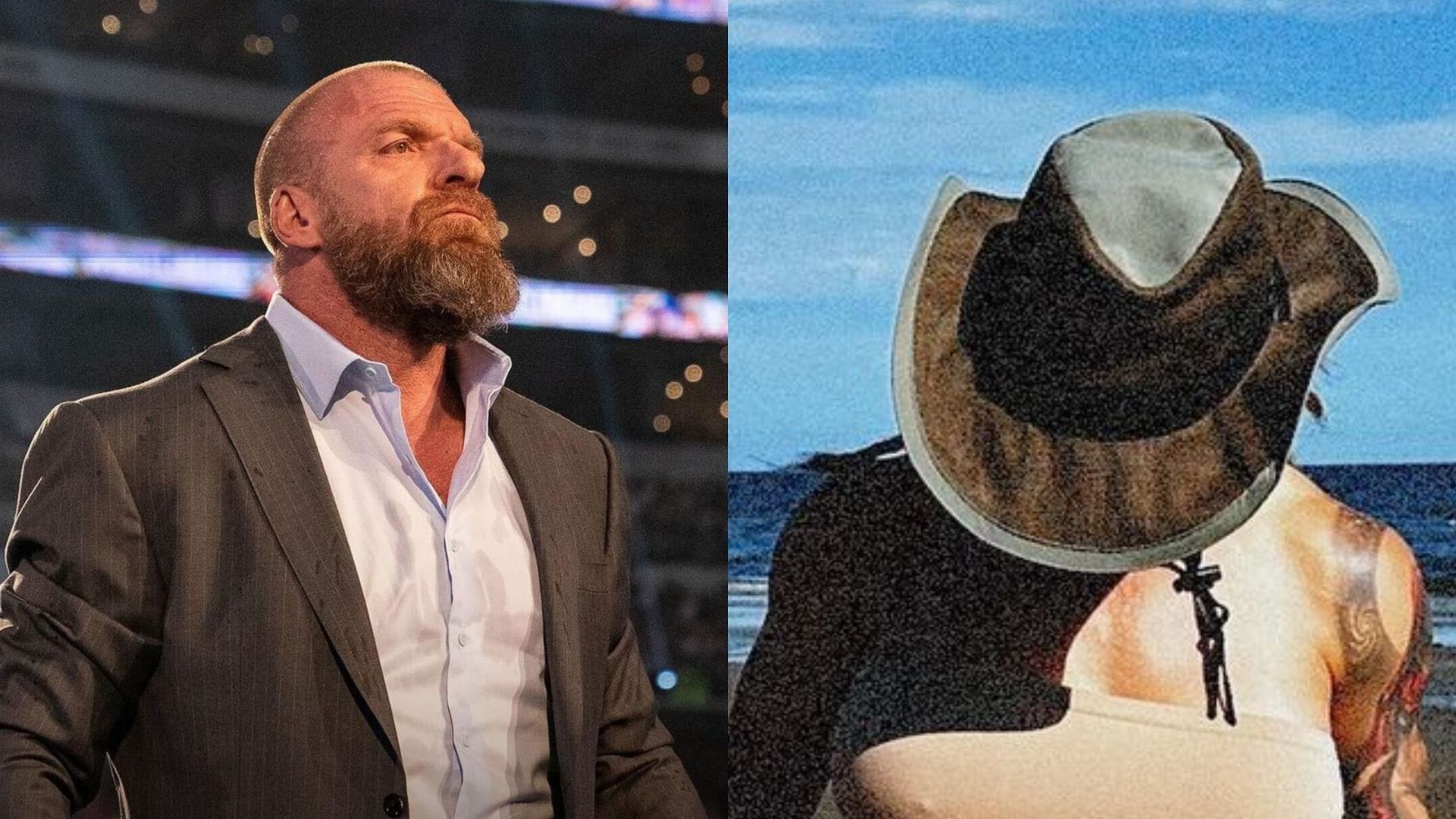 WWE CCO Triple H (left) and Kaitlyn (right)