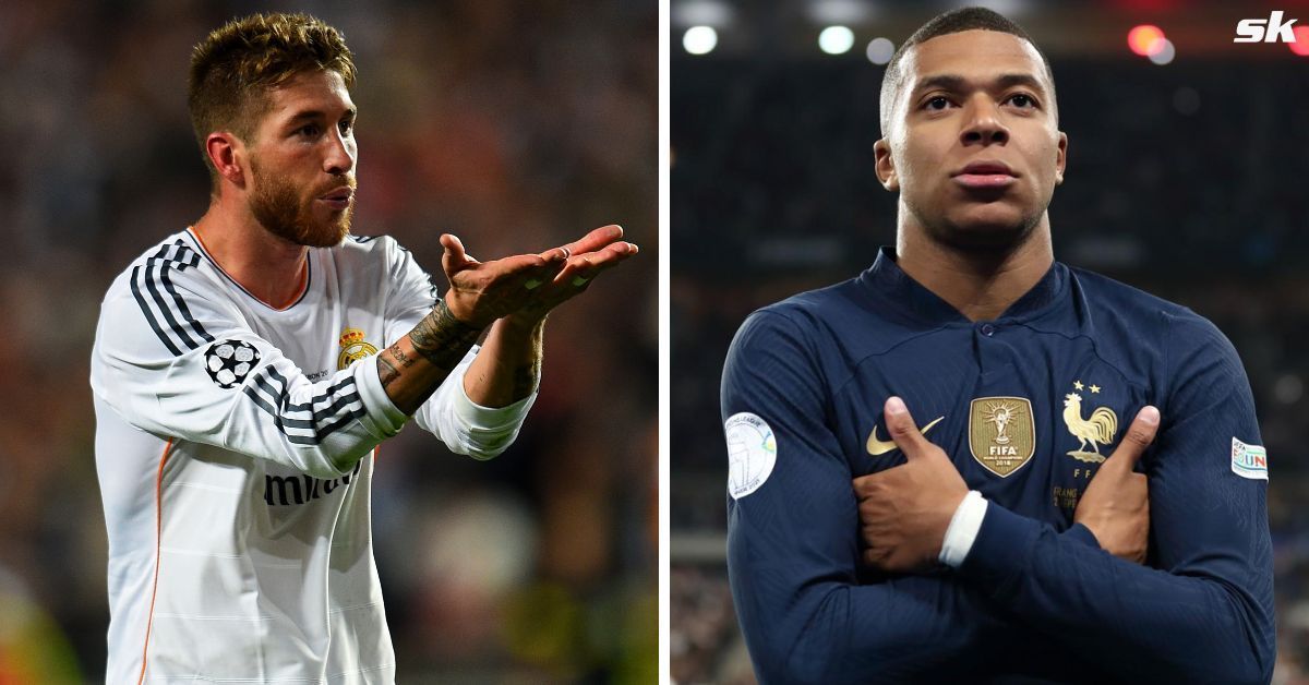 Sergio Ramos (left) and Kylian Mbappe